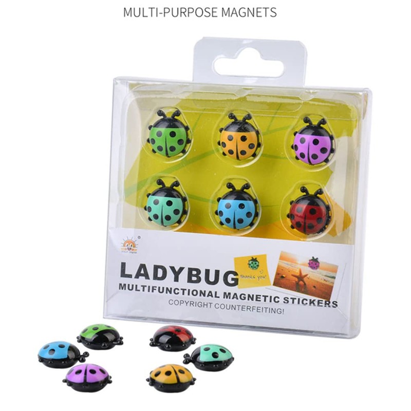 TXDAMAI Mini Ladybird Fridge Magnet 6 Pieces Creative Fridge Magnetic