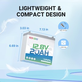 Redodo 12v 20Ah Lithium Battery, 256Wh Energy, 4000+ Deep Cycle Lithium Battery, Very Suitable for Outdoor Camping, Lighting, Fishing, Small Electronic Equipment