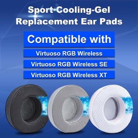 Virtuoso XT Ear Pads Replacement for Virtuoso RGB Wireless SE XT Headset, Cooling Gel, More - Softer Memory Foam, Added Thickness, Extra Durability by JESSVIT (Virtuoso XT Cooling Gel Earpads Black)