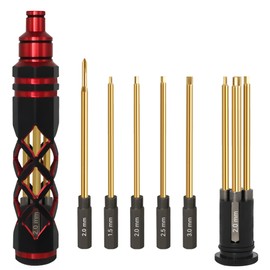 Craznick RC Hex Driver Set - 5 in 1 Hex Screwdriver Set 1.5mm 2.0mm 2.5mm 3.0mm Phillips Screwdrivers Allen Repair Tools for Traxxas SCX24 TRX4 Arrma Helicopter RC Car Tool Kit Red