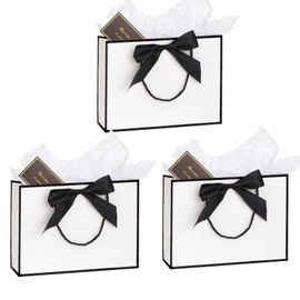 Mittelgroße Geschenktüten mit Seidenpapier und Geschenkkarten als Geschenk, 3 Papiertüten mit Griffen für Mädchen, Damen, Herren, Geburtstag, Party, Weihnachten, Hochzeit, Dankeschön, jeden Anlass