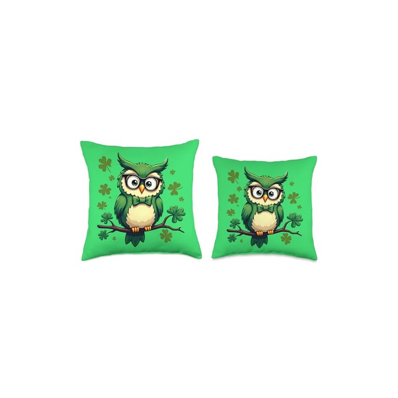 Delightful Wise Owl St. Patrick's Day Adorn with Shamrock Throw