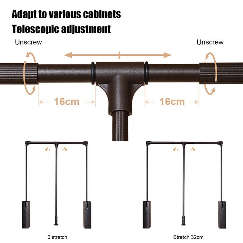 Garosa Pull Down Wardrobe Rail 22lb Load Capacity Adjustable Width