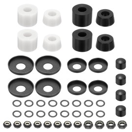 YELARXI Skateboard Bushings, Skateboard Truck Rebuild Long-Board Kit Bushings Washers Pivot Cups-Fitting for (Outdoor Skateboard Parts) 92A & 2 Pack & PU & Black/White
