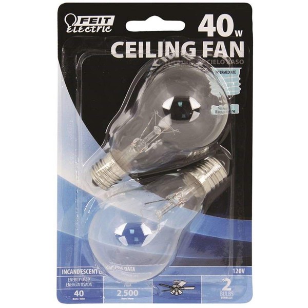 Feit Electric Bp40a15n/Cl/Cf 40 Watt Clear Ceiling Fan Light Bulb 2 Count