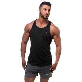 Dri Fit Microfiber Bodybuilding Stringer Tank Top Y-Back Racerback, X-Large, Black