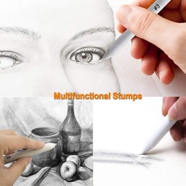 Cettkowns 47 Pieces Sketch Drawing Tools Set with Blending Stumps, Tortillions, Art Sketch Wipe Scrapers, Sketch Rubbing Sponge, Kneaded Eraser and Sandpaper Sharpeners