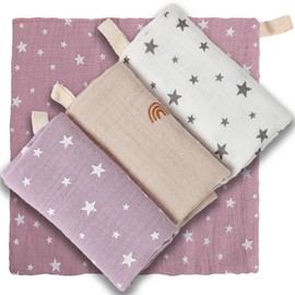 NKK Baby Gauze Handkerchief, 4-Ply, 100% Cotton [23×23 cm] Small Square, Face Washing Towel, Bib, Hand-Sewn, Suitable for Babies, Children, and Adults (3, Starry Sky Three Fabric)