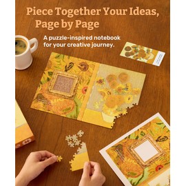 PieceRelax A5 3D Puzzle Journal for Adults, 300 Piece Plastic Jigsaw Book Cover (Includes Notebook) - Van Gogh - Sunflowers, Unique Gift [YA1064]