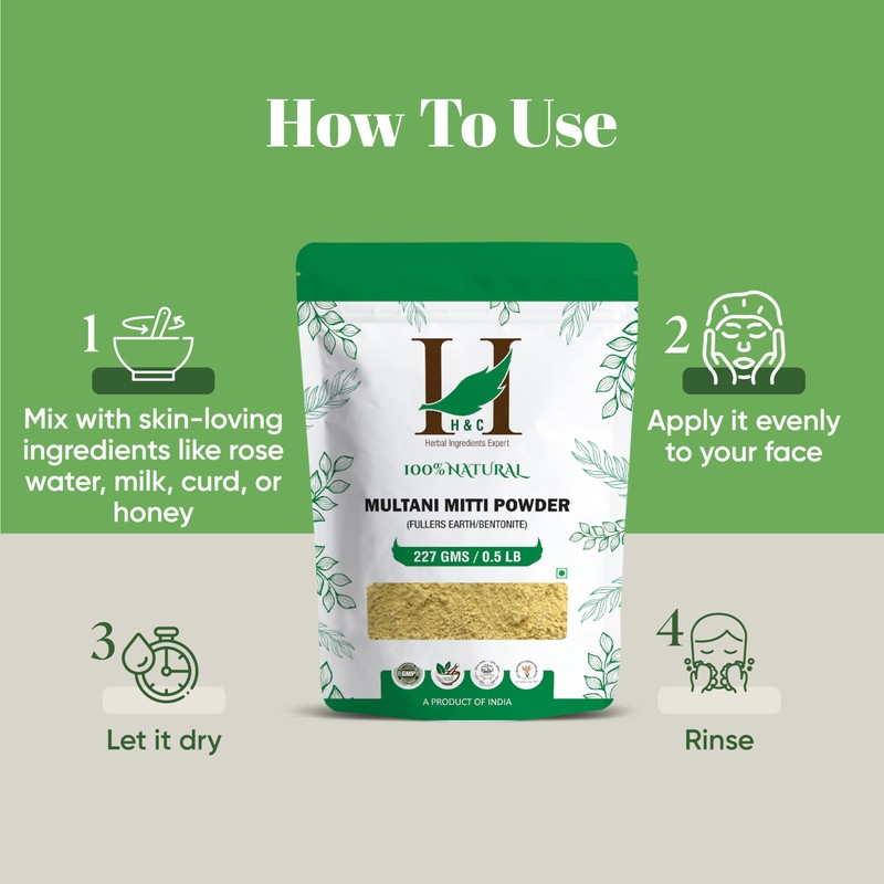 H&C Fuller'S Earth Clay/Multani Mitti/Bentonite Clay- 227 Gms