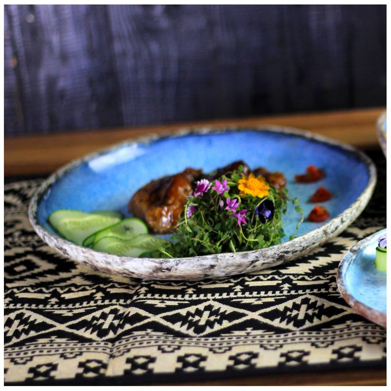 roro Modern Rustic Handmade Ceramic Stoneware, Reactive Rough Edge Coral