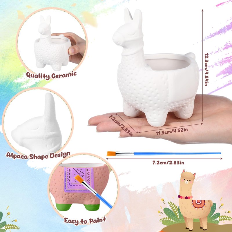 Pasimy 6 Set Ceramics to Paint DIY Ceramic Succulent Planter