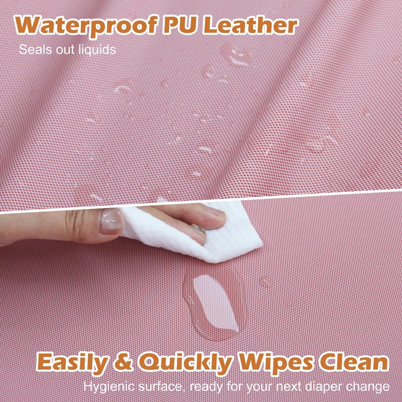 JVEOO Vegan Leather Baby Changing Pad, Waterproof & Wipeable Soft