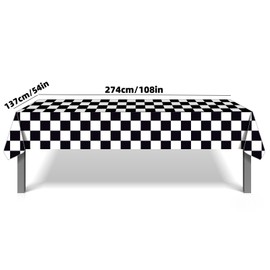 SINGOMON 2 Packs Black and White Checkered Table Cloths Buffalo Plaid Tablecloth Racing Car Checkered Flag Table Cover Plastic Table Cloth Rectangle Disposable Tablecloths
