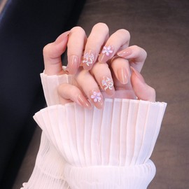 24PCS Sweet Girls Nail Tips Small Floral Butterfly Decoration Fake Nails for Photo Taking Pictures Wedding Coming Of Coming Of Party After-party False Nails