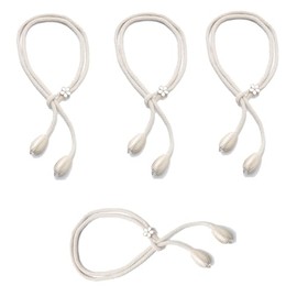 Ymxil Pack of 4 Curtain Tiebacks Beige Curtain Holder Flower Buckle Curtains Holder Curtains Holder Tie Lanyard, Creative Adjustable Cotton Rope Buckle Closed Band Curtain Accessories