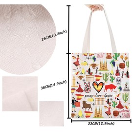 TSOTMO Spain Gift Spanish Gift Spain City Walk Tote Bag for Traveler Mexican Madrid Vacation SpainGirls Trip Bag (Peace Spain Tote)