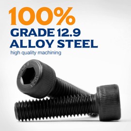 Pack of 30 M6 x 50 mm Allen Screws 12.9 Degree Carbon Steel Cylinder Screws with Hexagon Socket Screws Full Thread Black