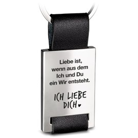 FABACH Love Keyring with Engraving Made of Leather - Ich liebe dich Keyring for Partner - Girlfriend Gift Love Boyfriend - Wenn aus dem Du und Ich ein Wir entsteht, When you and I create a we, Modern