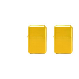 Thirsty Rhino Klik, Windproof Refillable Oil Wick Lighter with Vintage Flip Top and Aluminum Gift Case, Set of 2 (Gold)