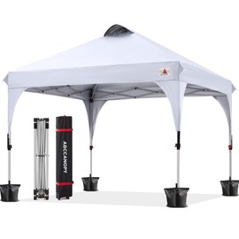 ABCCANOPY 10x10FT Canopy Tent 1-Person Setup,Portable Instant Sun Shelter with 4 Weight Bags(White)