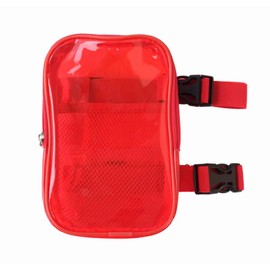 Thigh Bag| Leg Harness |Waist Pouch| Clear Colorful Carnival Bag for Hiking Travel| Fanny Pack with adjustable straps and buckles|4 in1 convertible design| Clear (Red)
