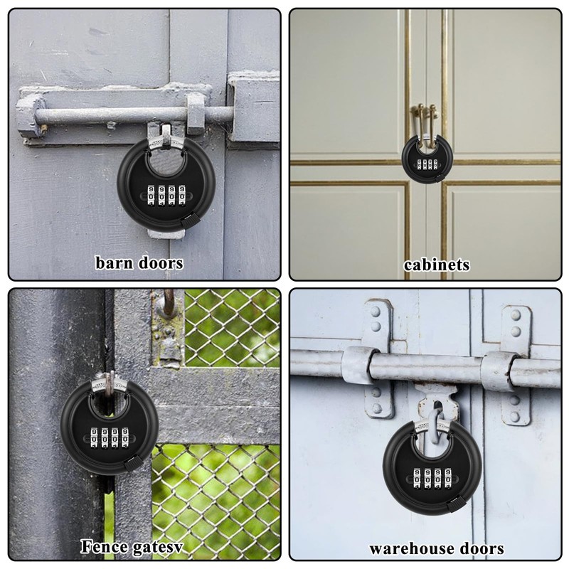 3 Pack Outdoor Combo Lock for Storage Unit 4-Digit Disc