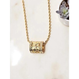 Handmade Hawaiian Plumeria Scroll Barrel Pendant Necklace