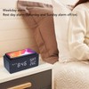 Wooden Digital Alarm Clock with Wireless Charging Black Adjustable Brightness
