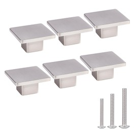 AOKENBAO1.57 Inch Square Kitchen Cabinet Knob Drawer Knob Satin Nickel Cabinet Hardware Solid Cabinet Handle Modern Hardware Knob 6-Pack(High-end Nano-Coated Brushed Nickel)