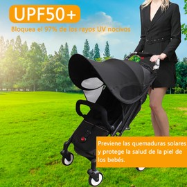Swanote Parasol para Cochecito de Bebé,Visor solar Para cochecito con Protección UV,Toldo universal para cochecito,Parasol Plegable para Cochecitos(Negro)