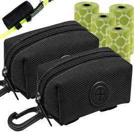 (2 Pack) Dog Poop Bag Holder, Poop Bag Holders for Leashes, CAKOVANO Pet Dog Waste Bag Dispenser Leash Attachment – Fits Any Dog Leash – Includes 2 Pack Poop Bag Dispenser and 4 Rolls of Poop Bags