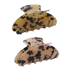 2 pinzas para el pelo de leopardo y carey para mujeres y niñas. Pinzas de acetato vintage de tamaño mediano, accesorios de estilo francés para cabello