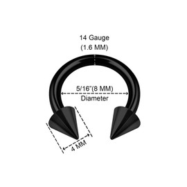 KJM Fashion Pack of 2 Anodised Circular Barbell 1.6 mm 14 g Septum Earrings, Stainless Steel