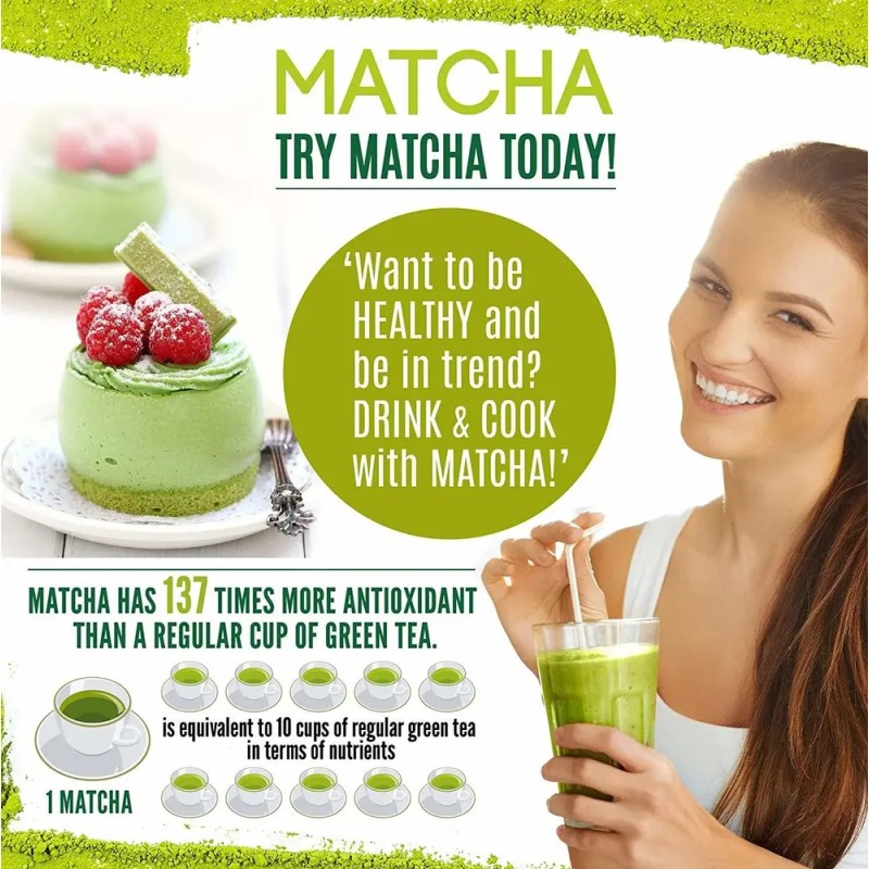 Orgánica Té Verde Matcha Polvo Certificado Usda - 100% Puro