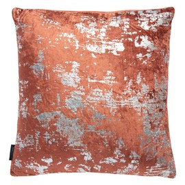 Safavieh Home Collection Vallia Velvet 16 x 16-inch Decorative Throw Pillow, 16" x 16", Burnt Orange and Silver