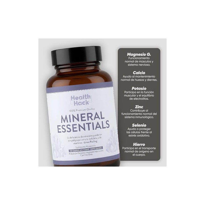 Glicinato Magnesio Complejo Multimineral Calcio Zinc Hierro | Health Hack