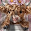 MDUKOIN Funny Highland Cow Shower Curtain, Pink Cute Rustic Western