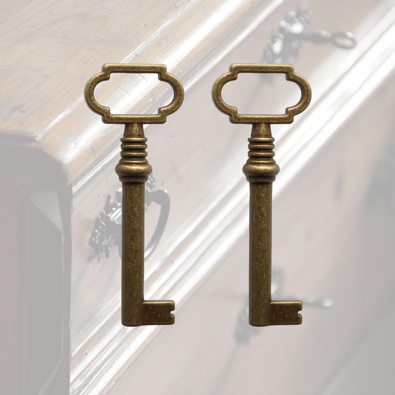 VIDABTE KY-12AC Antique Brass Hollow Barrel Skeleton Key,Hollow Barrel Antique
