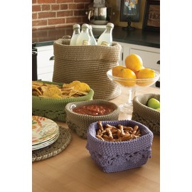 Heritage Lace Mode Crochet Basket, 8" x 8", Lavender