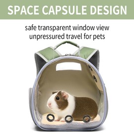 Bunny Carrier, Guinea Pig Carrier,Small Animal Carrier Backpack for Rabbit,Bearded Dragon, Lizard,Hamster,Kitten. Breathable Pet Travel Cage Bag for Vet Visits & Outdoor Adventures (Army Green)