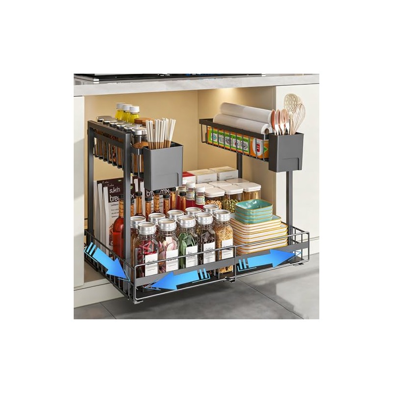 Extendable Telescopic Drawer, Kitchen Organiser for Sink and Kitchen Shelf,