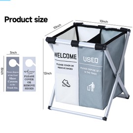 Vortissza Foldable Shoe Cover Dispenser and Storage Bin Holder Includes Please Remove Shoes Door Hanger Sign and Welcome Remove Sign for Open House Supplies for Realtors Home Showings