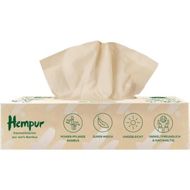 Hempur Cosmetic Tissues - Bamboo - 3 Ply - Super Soft, Sustainable, Unbleached, Chemicals & Pesticides Free - 70 Wipes