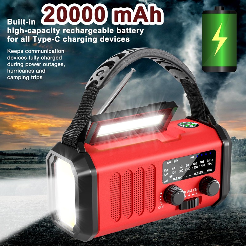 Leaton Emergency Radio NOAA Weather Radio Hand Crank & Solar