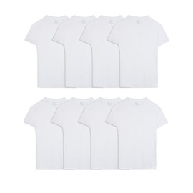 Fruit of the Loom Men's Active Cotton Blend Lightweight Crew T-Shirts Underwear, -cotton blend white Crew T-Shirts (8 Pack), Medium