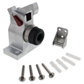 FEPS Trim FE-TS001 Door Stop Solid Aluminium Door Holder Silver with Catching Hooks Including Mounting Material