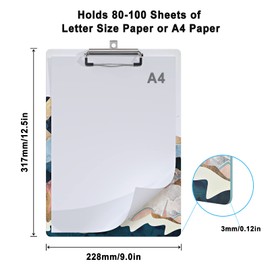 Cute Clipboard Wood Design Decorative A4 Letter Size Clip Boards for Classroom Office, Standard Size 9" x 12.5" with Low Profile Metal Clip - Abstract Scenery