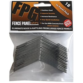 Fence Panel Grips FPG18 - Rattling Banging Prevent Theft Damage Stop Loose Security- 3, Security Bracket Clips, 18 Piece
