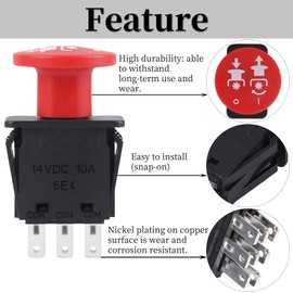 Blade Clutch PTO Switch 8 Terminals 4174684 500016 430-528 2721505 for Dixie Chopper Delt Hus-TER Lawn Mowers Compatible with Classic RZT Pro Series SZT Pro Series Zee 2 RZT Mower Dela Series Red